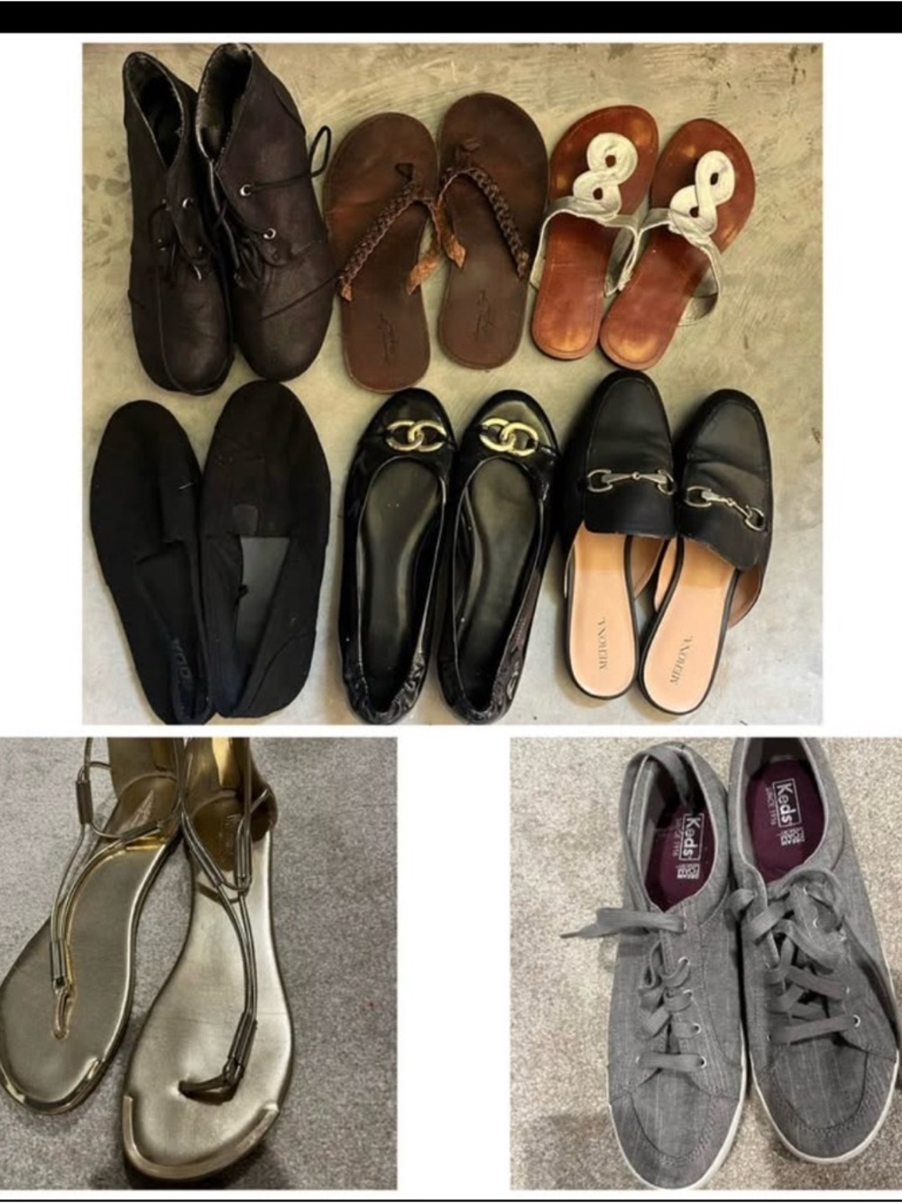 size 10 womens name brand shoe/sandal bundle 9 pairs included